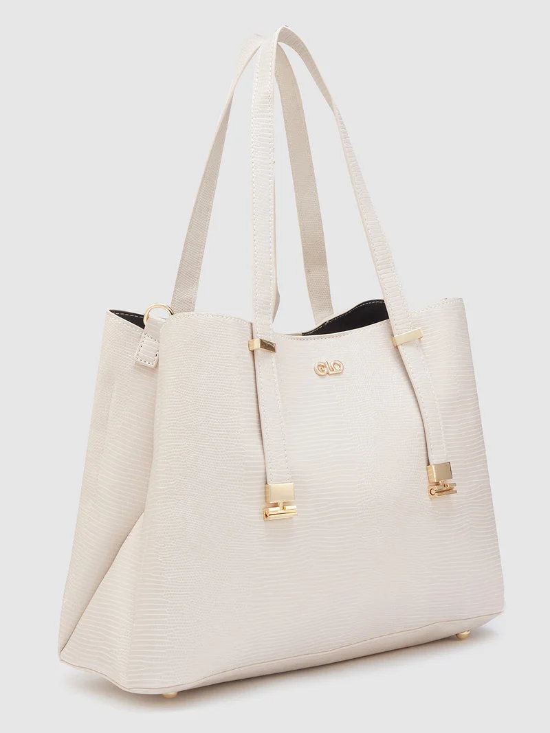 globus  Globus Women Ivory Textured Casual Handheld Bag  | Best Price UAE